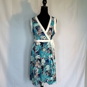 Tommy Hilfiger Blue and White Floral Midi Dress
